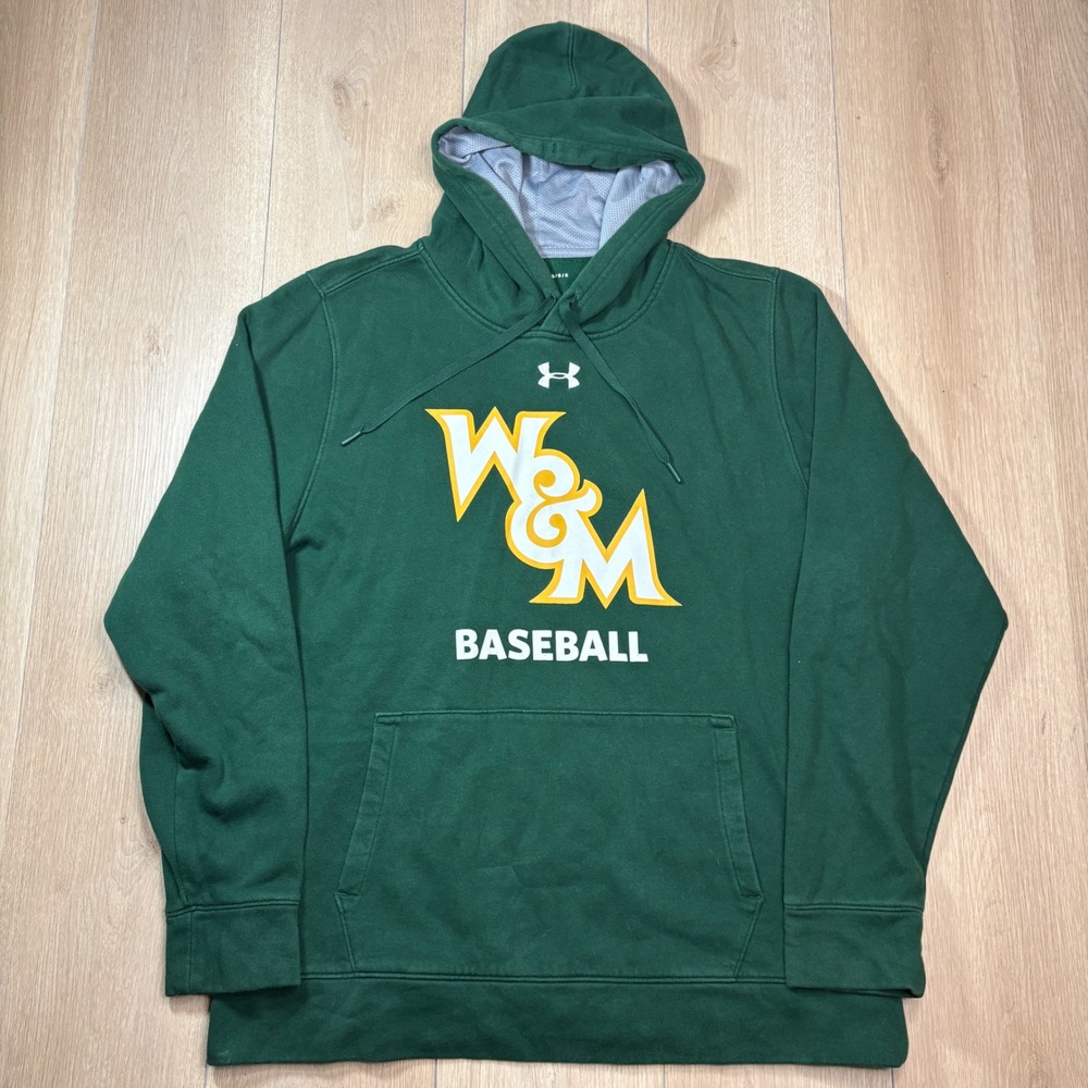 Under Armour William & Mary Baseball Hoodie Mens Large Green Tribe Sweatshirt